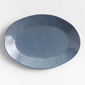 Marin Slate Blue Stoneware Oval Serving Platter
