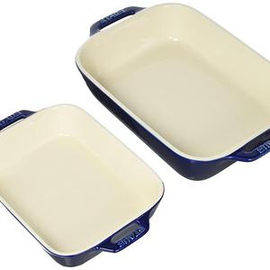 Staub 40508-628 Ceramics Rectangular Baking Dish Set, 2-piece, Dark Blue