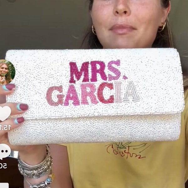 Pink Ombre Personalized Bridal Clutch