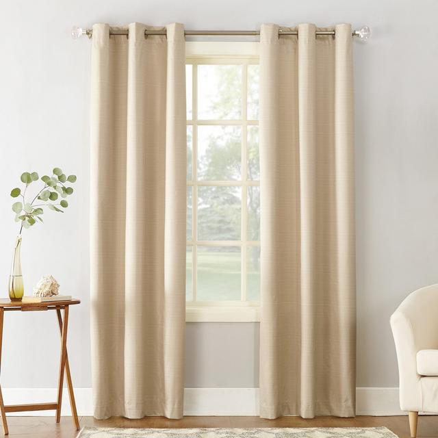 95"x40" Cooper Textured Thermal Insulated Grommet Top Room Darkening Curtain Panel Beige - Sun Zero