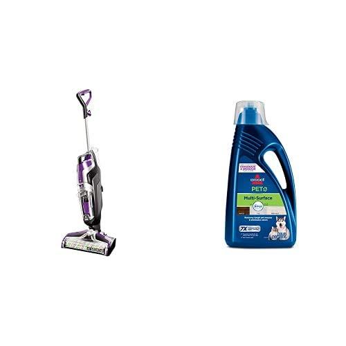 BISSELL Crosswave Pet Pro All in One Wet Dry Vacuum Cleaner,2306A and Bissell 2295L Multi-Surface Pet Formula with Febreze Feshness for Crosswave and Spinwave (80 oz)