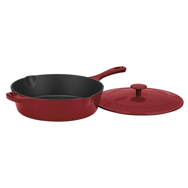 Cuisinart CI45-30CR Chef's Classic Enameled Cast Iron 12-Inch Chicken Fryer with Cover, Cardinal Red