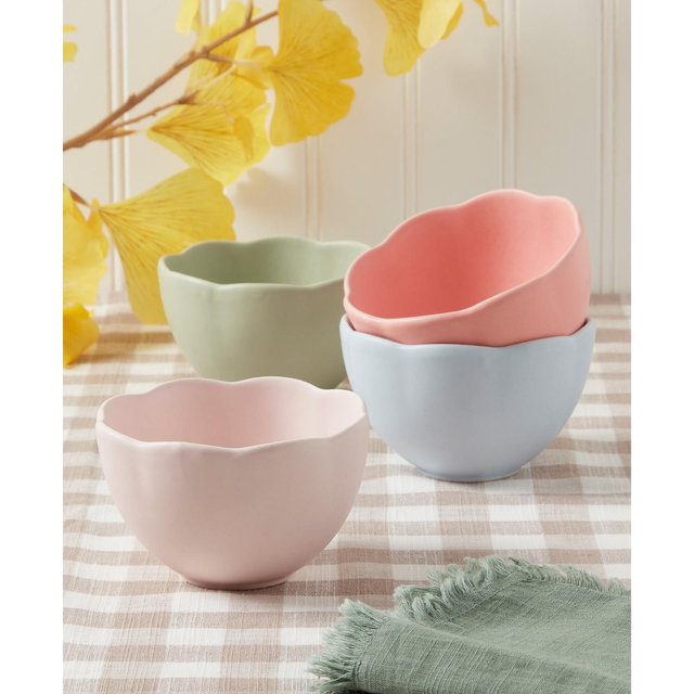 Haven Scalloped Stoneware Tidbit Bowls, Set of 4