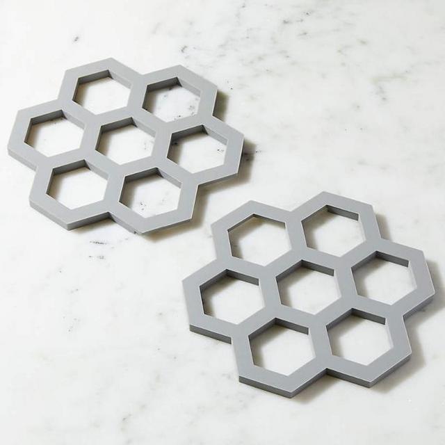 Interlocking Silicone Grey Trivets, Set of 2