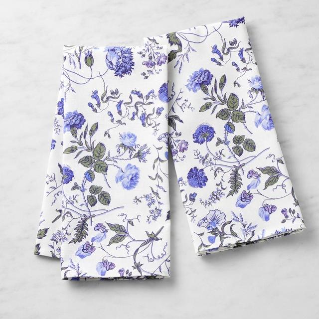 White Floral Towels, 20" X 30", Set of 2