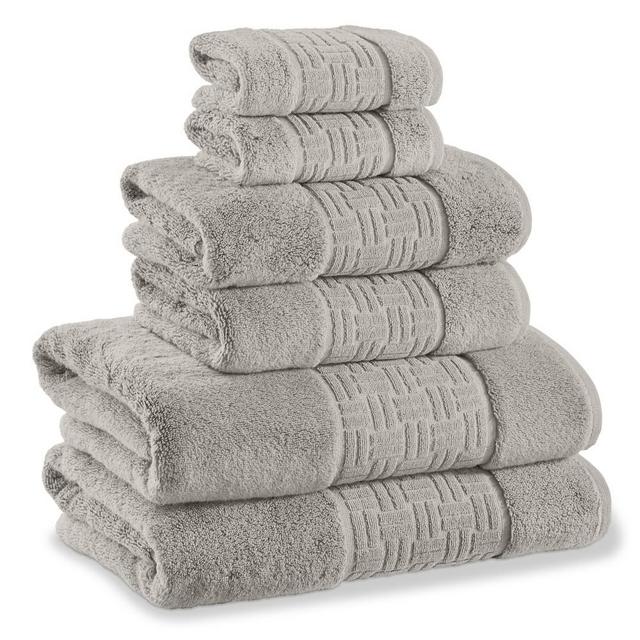 Chambers® Tencel Sculpted Border Towels, Set of 6, Grey