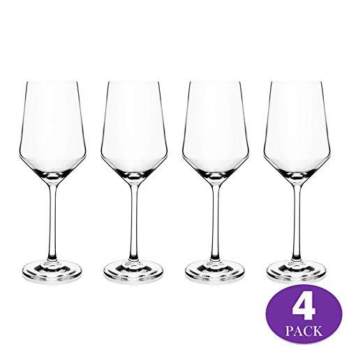 Premium Crystal Wine Glass for White or Red Wines 13oz Lead Free Classic Modern Elegant Shape with Laser Cut Sleek Rims Perfect for Weddings and Gifts - Set of 4