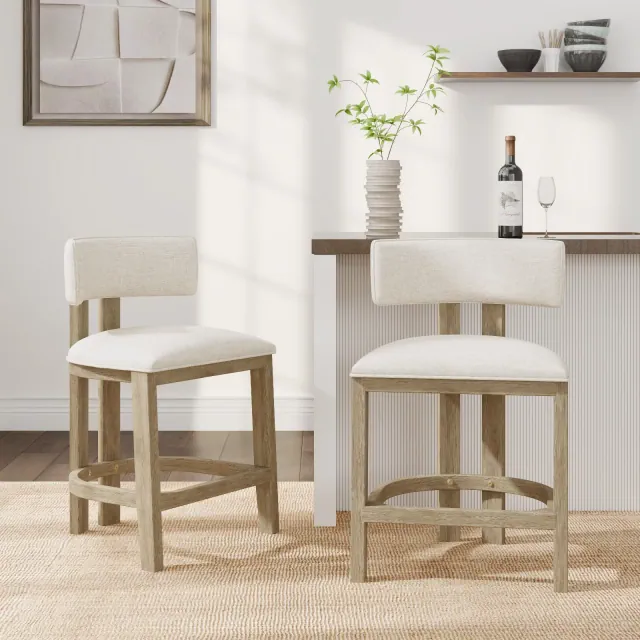 Christopher Knight Home Averill 26" Modern Upholstered Counter Stools , Beige/Natural