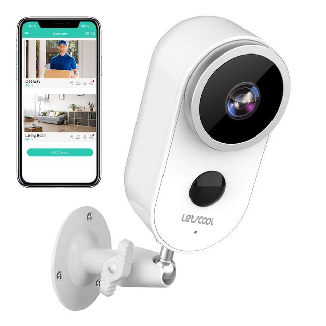 Wireless Home Security Camera, 1080P Video Rechargeable Battery Powered WiFi Surveillance Camera with PIR Motion Detection, Night Vision, 2-Way Audio, Weatherproof for Outdoor Indoor (White)