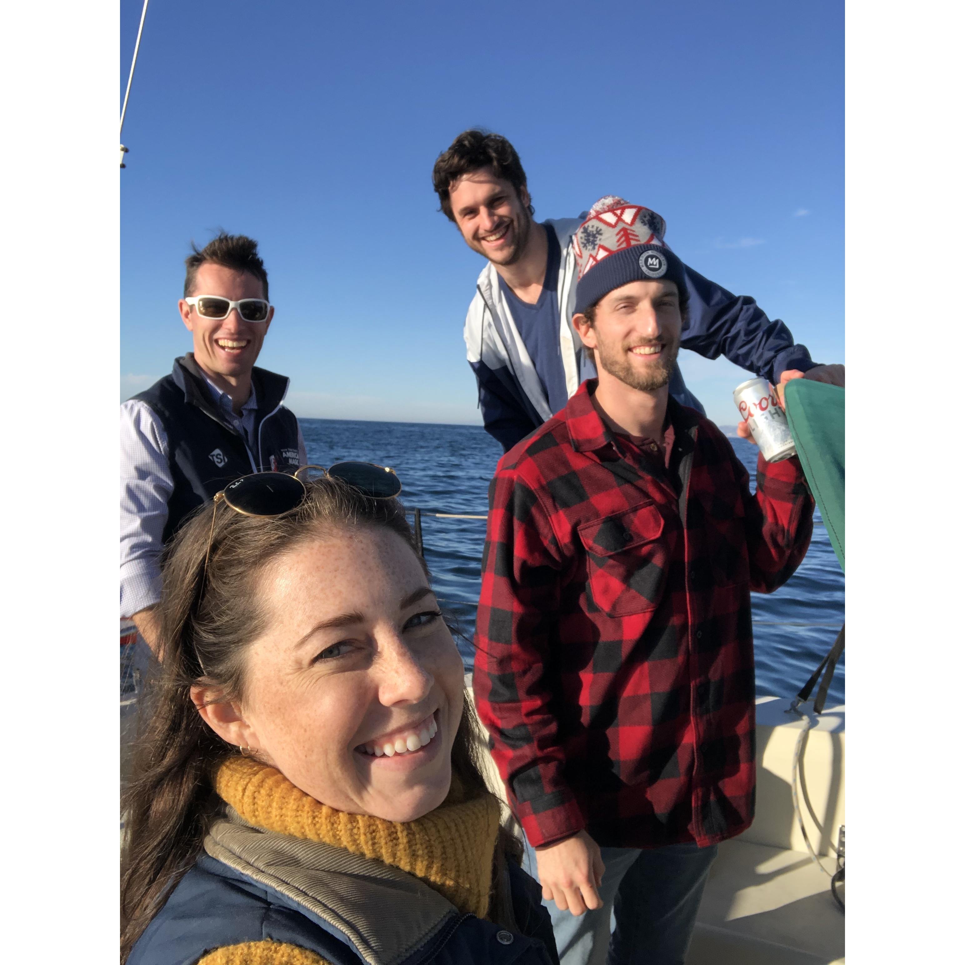 Sailing with Isabelle's cousin Evan in San Diego