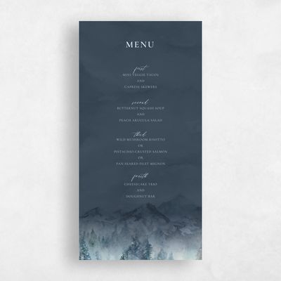 Grayed Navy, Blue Wedding Menu - Avalon
