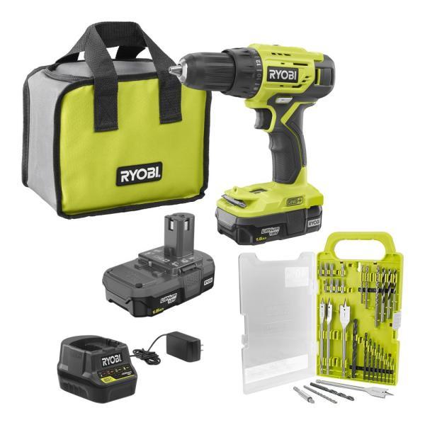 ONE+ 18V Cordless 1/2 in. Drill Driver Kit with (2) 1.5 Ah Batteries, Charger, and Bag with 31-Piece Drill and Drive Kit