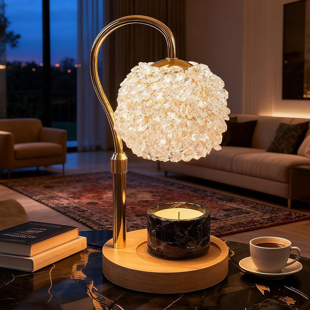 VXUNLIOR Luxury Candle Warmer Lamp with Crystal Gemstone Shade & Color-Changing Premium Base - Adjustable LED Wax Melt Warmer for Home Decor