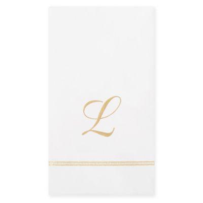 Caspari 20-Count Gold Initial Monogram Letter Paper Guest Towel Napkin