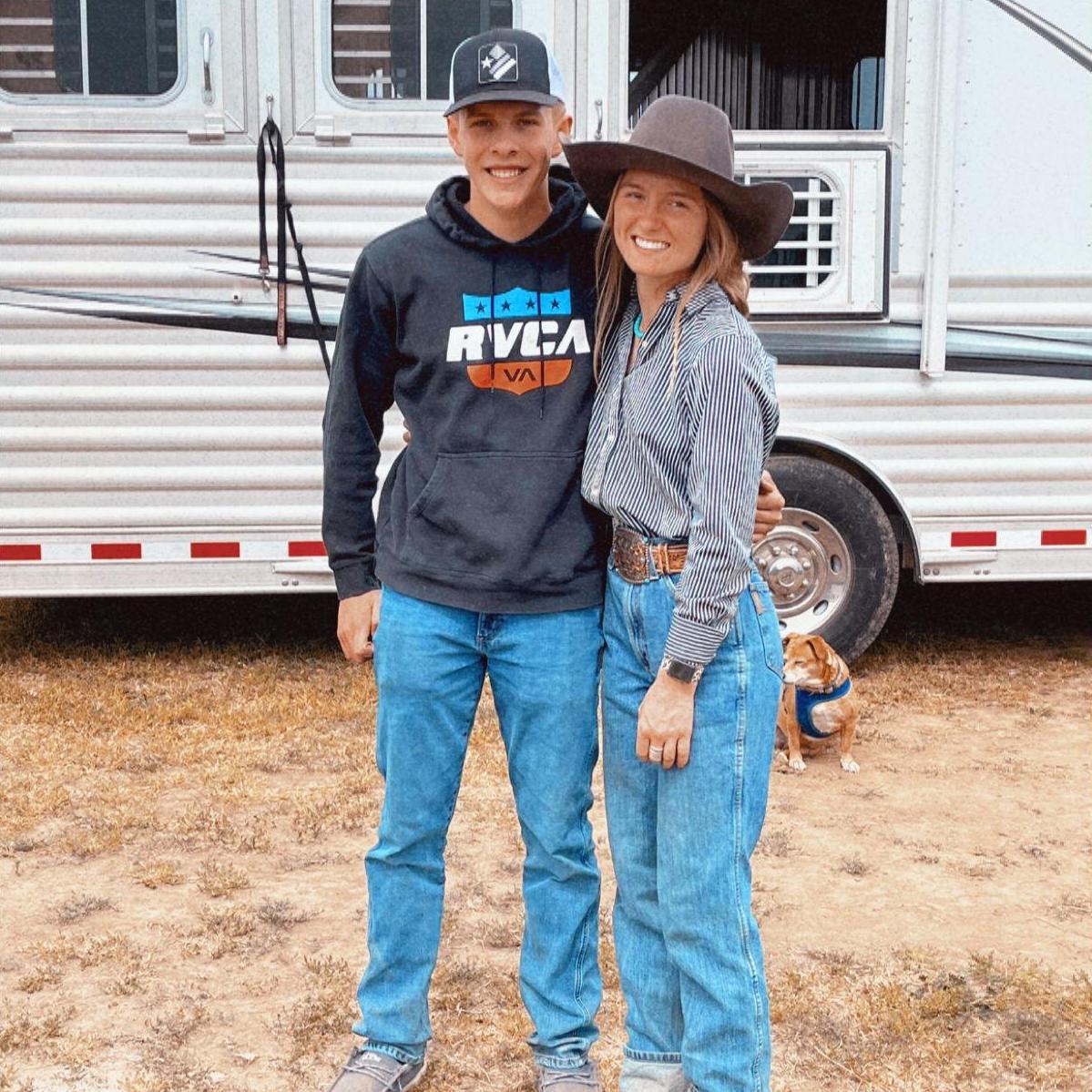 A picture of us at Grace's last high school rodeo. April 2022