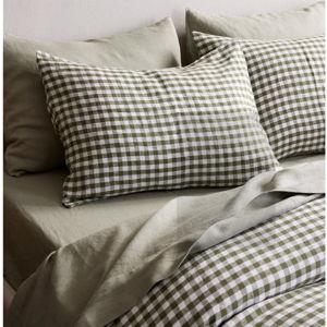 Linen Duvet Cover Set | Quince in Olive Gingham