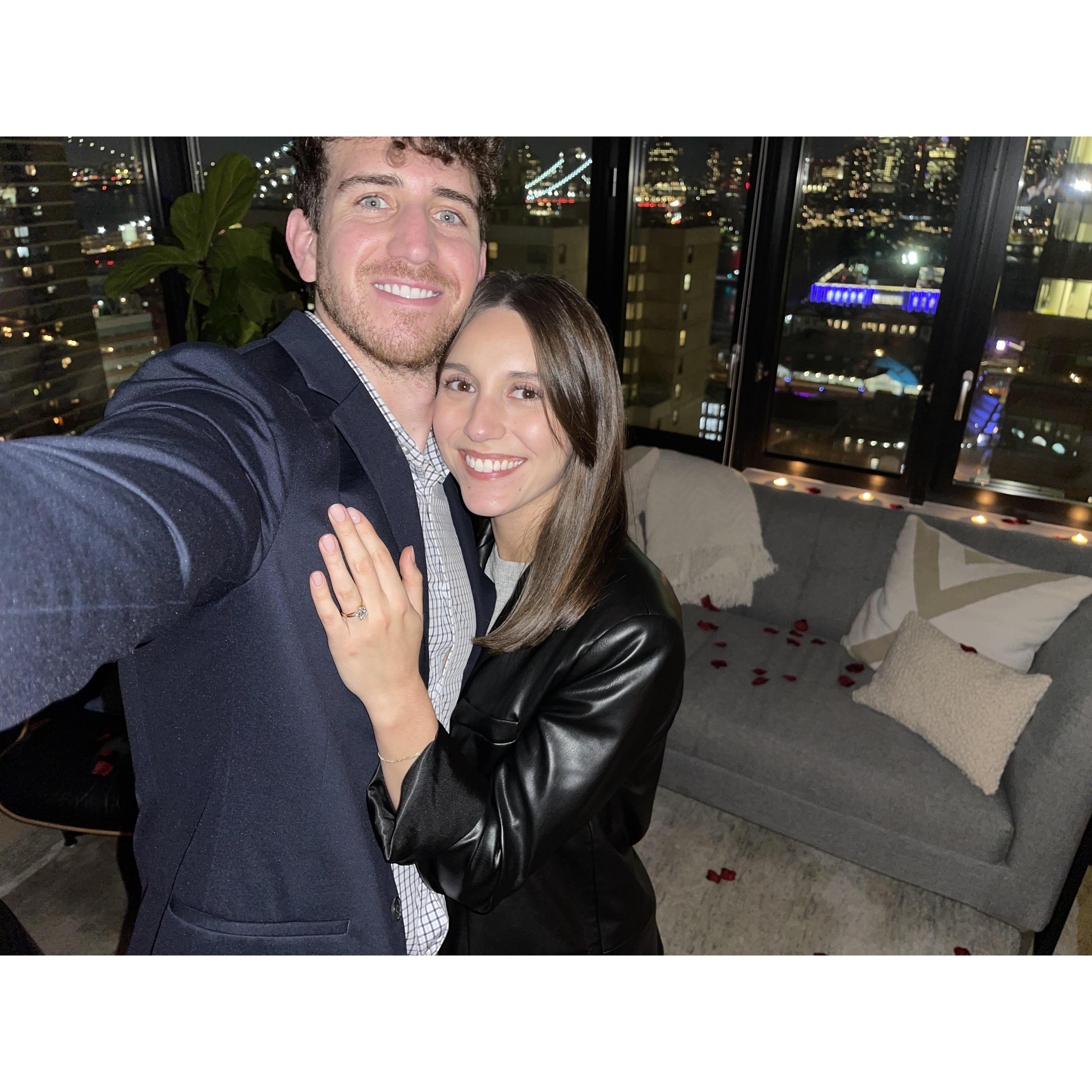 Marcus proposed on November 18, 2021 at our apartment. Best day ever!