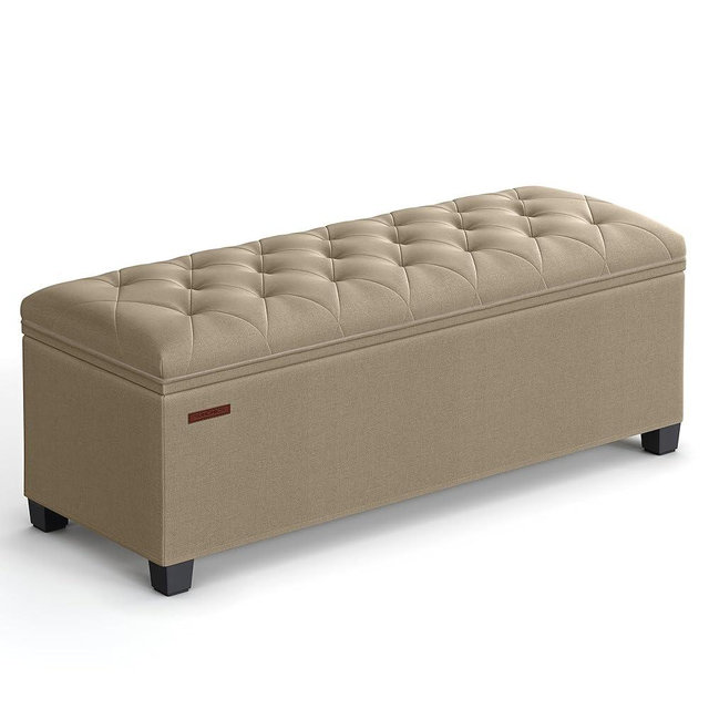 SONGMICS Storage Ottoman Bench, Bench with Storage, for Entryway, Bedroom, Living Room, Light Taupe ULSF088R01