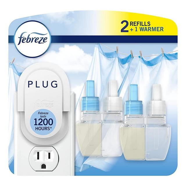 Febreze Odor-eliminating Plug Air Freshener, Linen & Sky, 1 Warmer + 2 Oil Refills