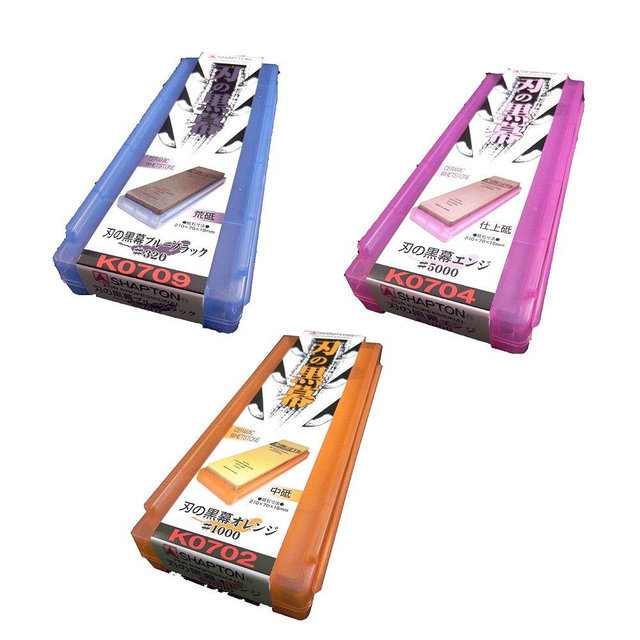 SHAPTON Ha No Kuromaku Ceramic Whetstone (D-set) Rough Grit (#320) + Medium Grit (#1000) + Fine Grit (#5000)