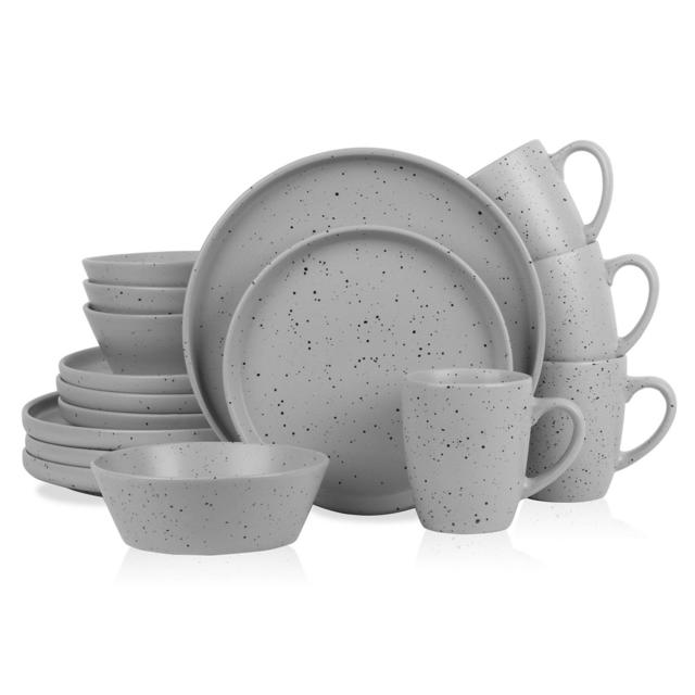 Jade Stoneware Dinnerware Set - Light Gray