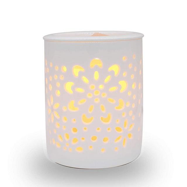 HELIOS Candle Warmer Electric Wax Melt Warmer with Dimmer Switch Ceramic Wax Tart Burner Fragrance Oil Burner Aromatherapy Lamp for Gifts and Decor (Flower)
