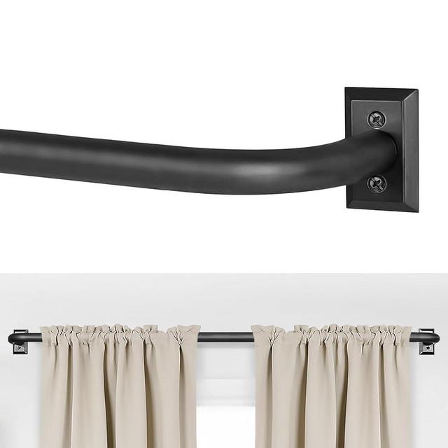 ZYRW Black Curtain Rods, Room Darkening Curtain Rods for Windows 48 to 90 Inches(4-7.5Ft), Wrap Around Curtain Rods, Heavy Duty Blackout Drapery Rod,Modern Decorative Window Treatment Rod, Matte Black