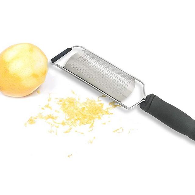 Tolizz Unique Lemon Zester & Cheese Grater - Great For Parmesan Cheese, Chocolate, Ginger, Garlic, Nutmeg + Protective Cover, Dark Gray