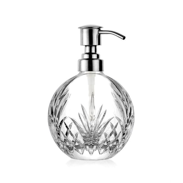 Godinger Soap Dispenser with Pump, Crystal Glass Lotion Dispenser, Bathroom and Kitchen Liquid Soap Dispenser - Dublin Collection