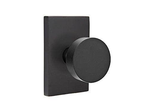 Privacy Set, Modern Rectangle Rosette, Modern Round Knob, Satin Brass