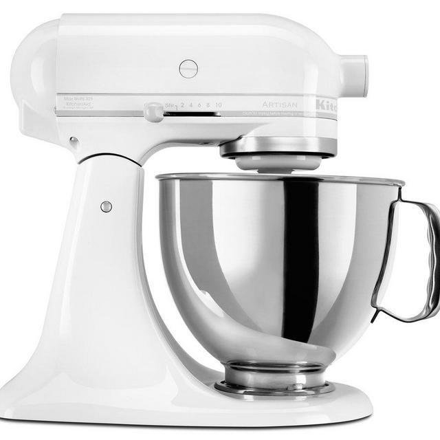 KitchenAid KSM150PSWW Artisan Series 5-Qt. Stand Mixer with Pouring Shield - White On White