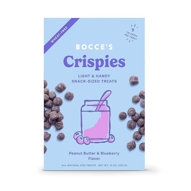 Bocce's Bakery PB + Blueberry Crispies Low-Calorie Wheat-Free Dog Treats, 10 oz