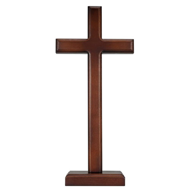 ARCHOBAN 12.8" Wooden Cross – Standing or Hanging Christian Cross, Solid Wood Wall Cross for Home or Prayer Room