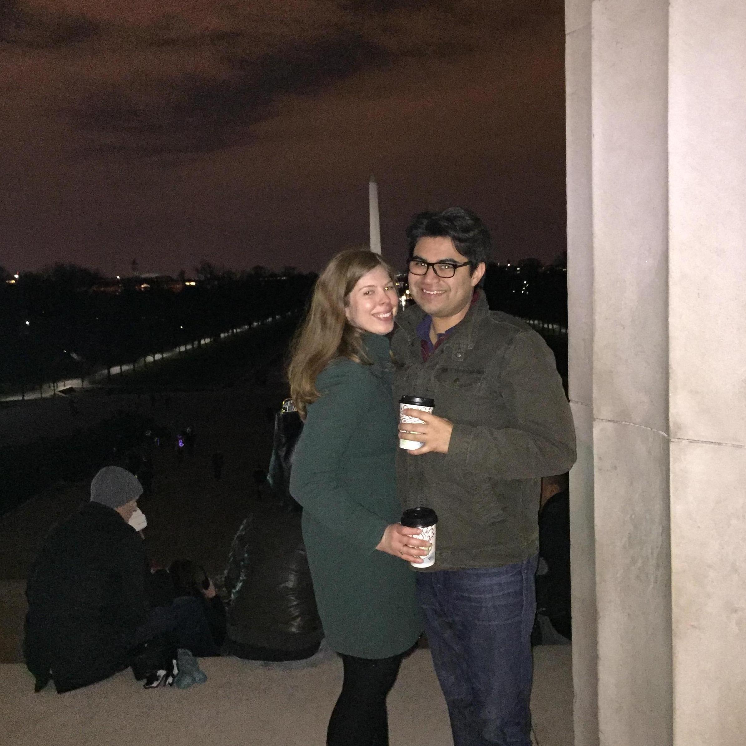 At the Lincoln Memorial on our first New Year's Eve together.