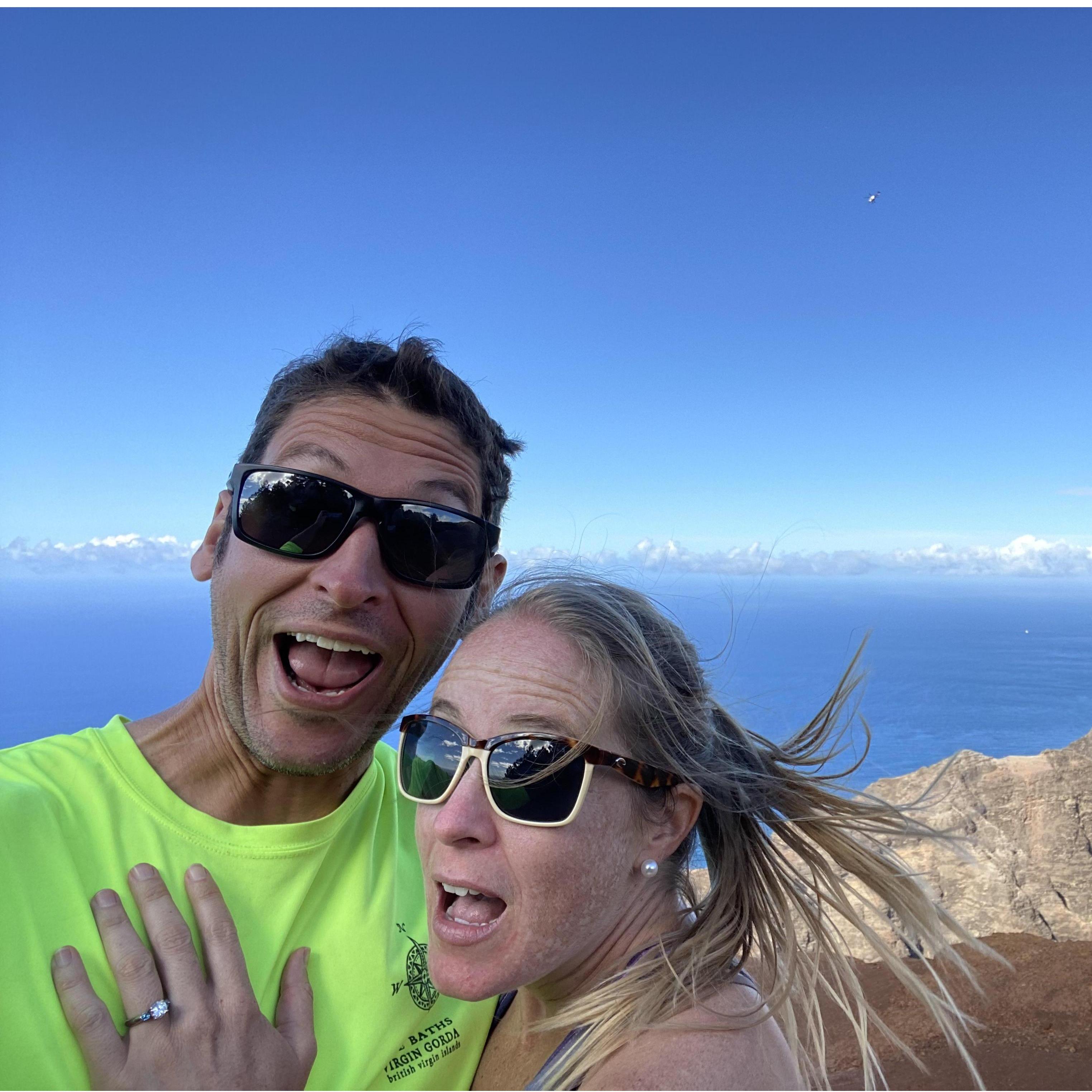 She said yes!!! In the midst of palpitations and stunning views, the proposal was overlooking Waimea Canyon in Kauai, HI. Feel free to ask us about the story, it was a good time.