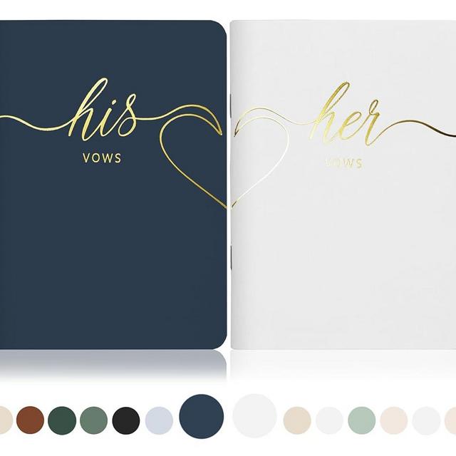 LSSH GmbH Wedding Vow Books,Original Vow Books His and Hers,Perfect Wedding Essentials for Your Wedding Day,28 Pages, 5.5" X 4" (Navy & White)