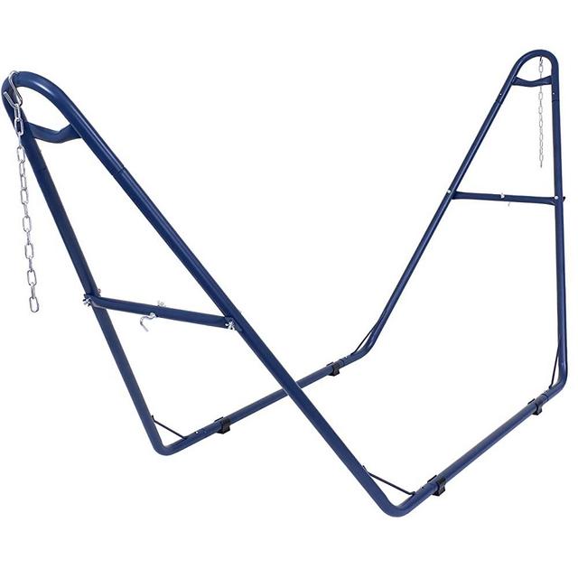 Sunnydaze 550-Pound Capacity Universal Multi-Use Heavy-Duty Steel Hammock Stand, 2 Person, Fits Hammocks 9 to 14 Feet Long, Blue