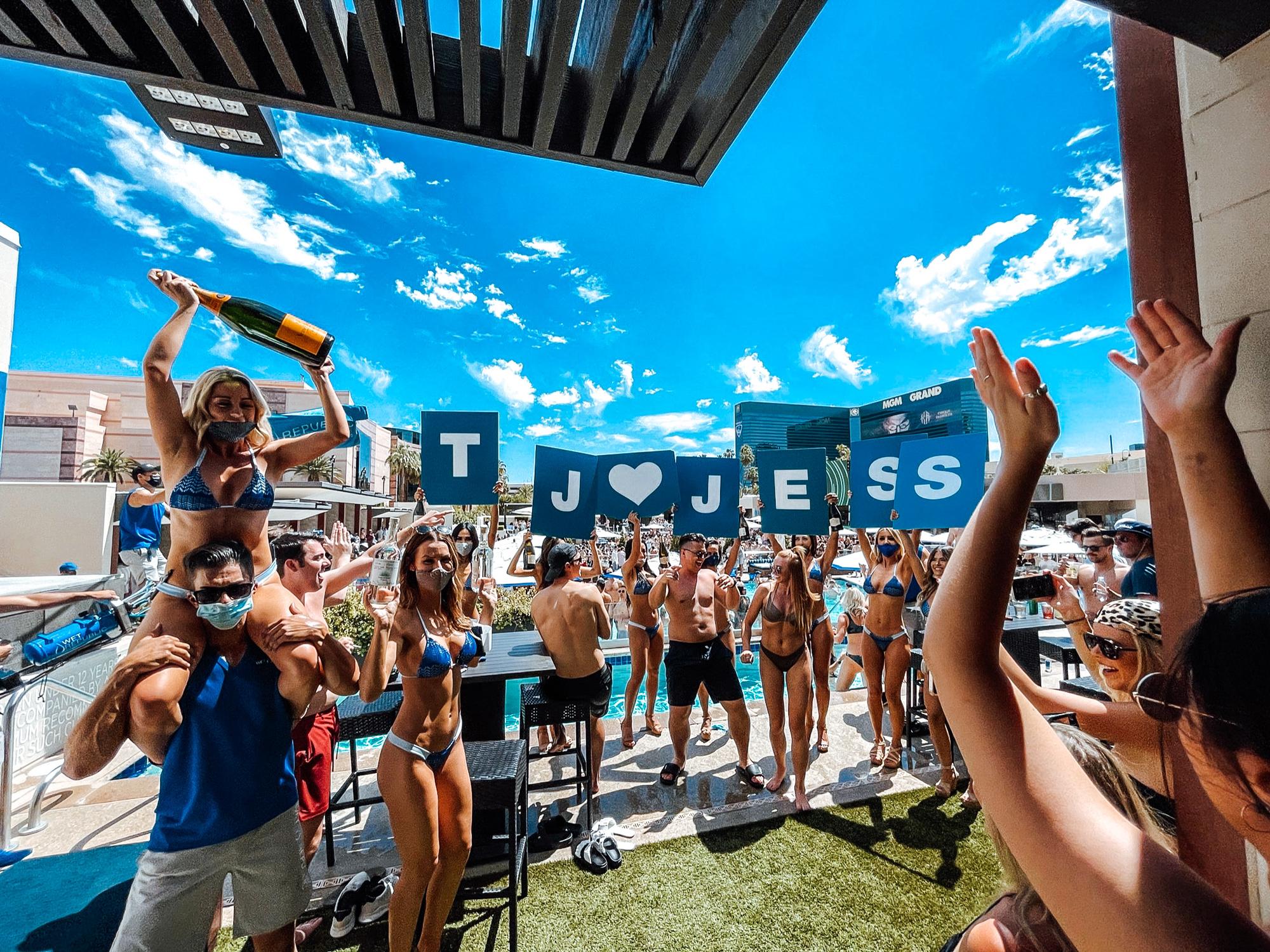 Proof of the epic engagement party in Las Vegas after Troy proposed!!