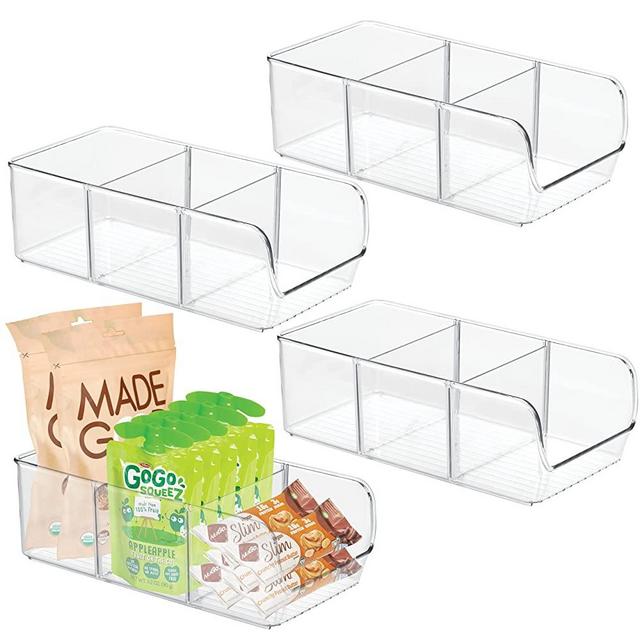 HOOJO Refrigerator Organizer Bins - 8pcs Clear Plastic Bins For Fridge,  Freezer, Kitchen Cabinet, Pantry Organization, BPA Free Fridge Organizer,  12.5 Long, Clear