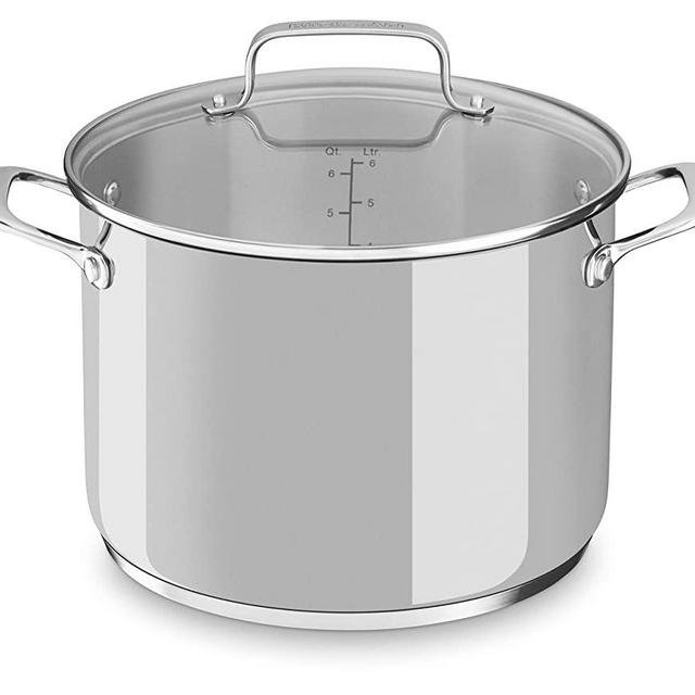 KitchenAid Stainless Steel 8-qt. Stockpot with Glass Lid Oven safe Dishwasher KC2S80SCLS
