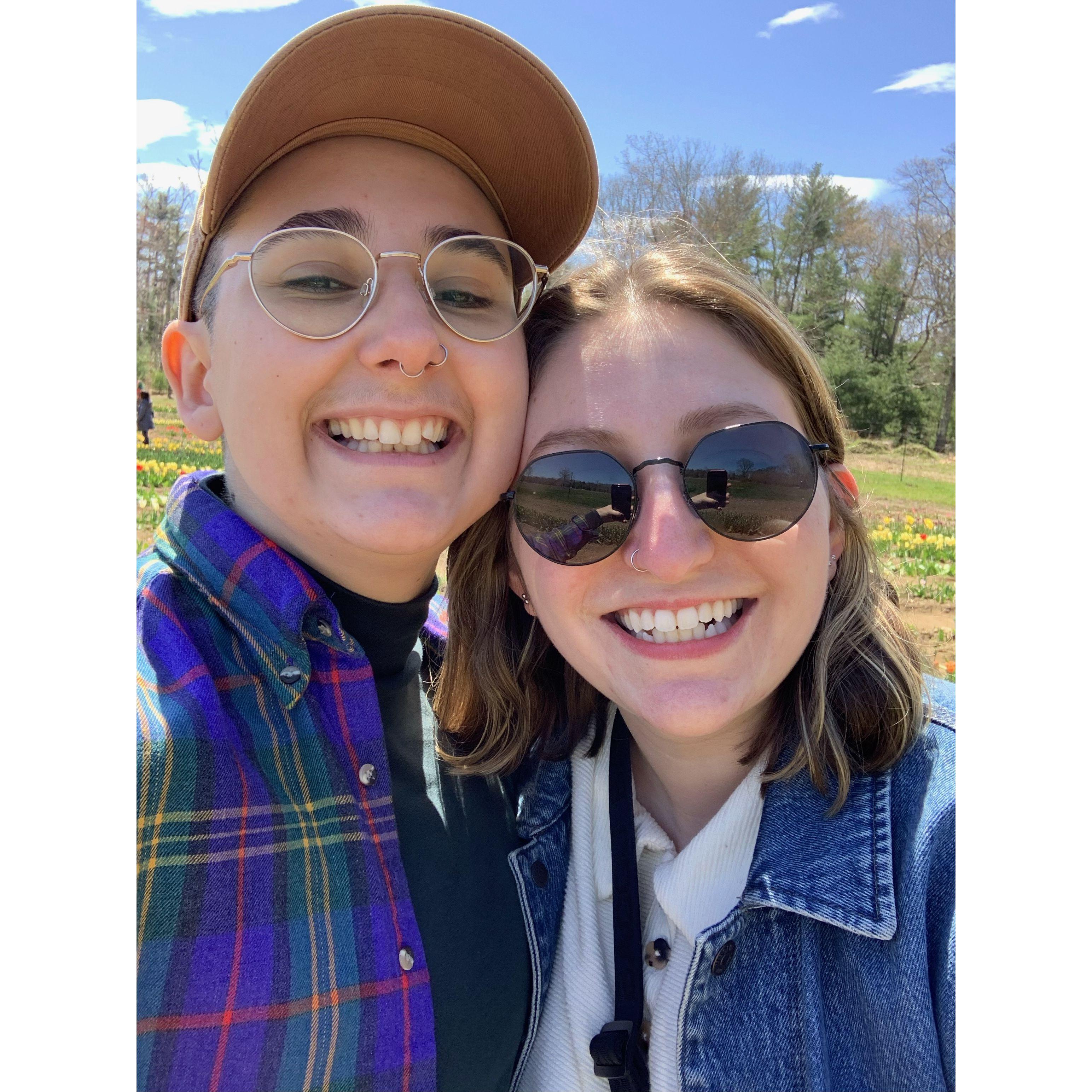 Us at a tulip farm- one of the many fun dates we've been on!