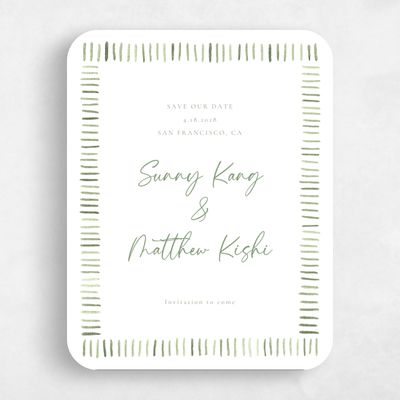 Green Rounded Wedding Save the Date - Lund Portrait