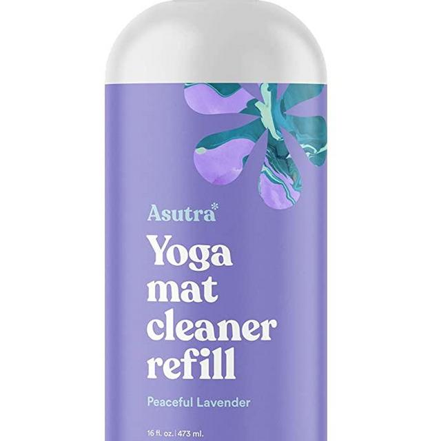 ASUTRA Natural & Organic Yoga Mat Cleaner (Peaceful Lavender Aroma), NEW REFILL SIZE - 16 fl oz | Safe for All Mats & No Slippery Residue | Deep-Cleansing Natural Cleaner for Fitness Gear & Gym Equipment