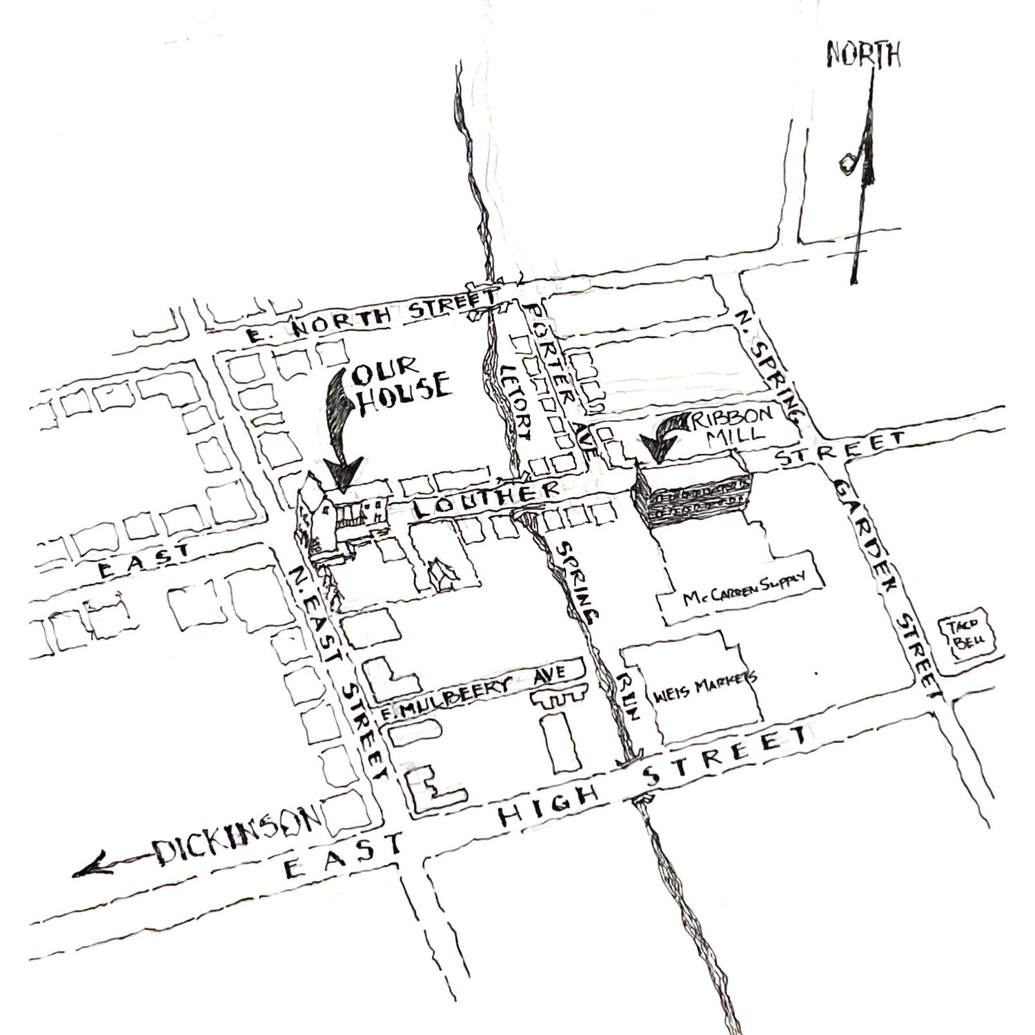 Our Block: Parking is available behind the Ribbon Mill on corner of Louther St. and Spring Garden St.)