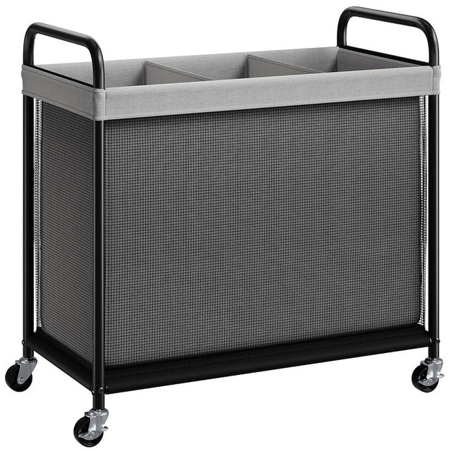 ELYKEN Laundry Hamper 3 Section, 120L Rolling Laundry Sorter with Removable Liner Bag, Laundry Basket with Wheels, Steel Frame with Metal Handle, Clothes Hamper Cart for Laundry Room & Bedroom