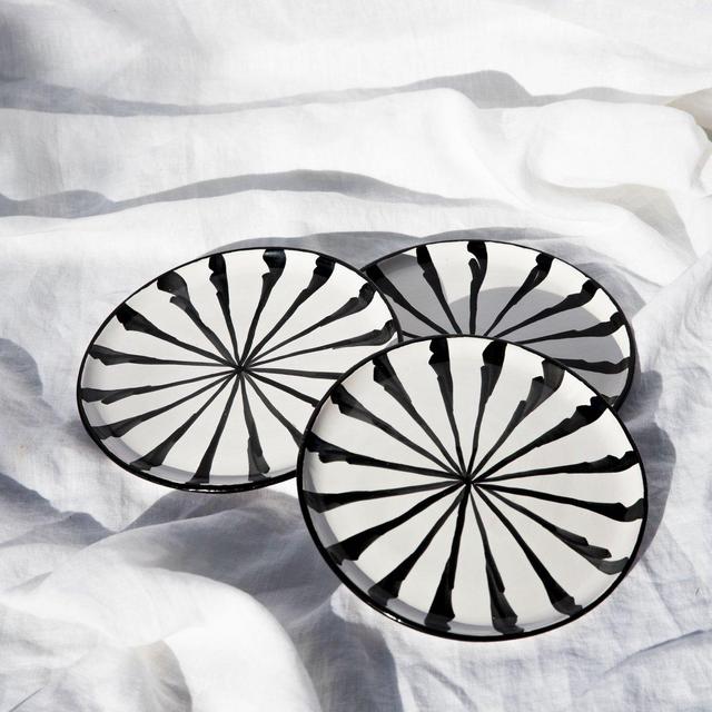 Casa Blanca & Negra SALAD plate with candy cane stripes