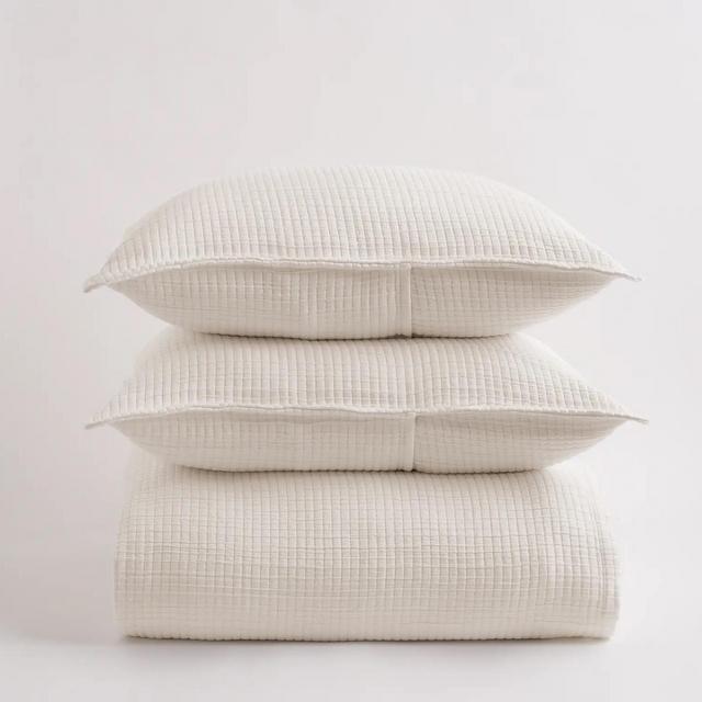 Organic Ribbed Cotton Coverlet Set