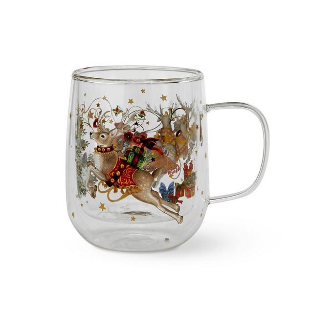 Twas Double-Wall Glass Coffee Mug, Set of 2