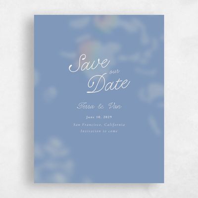 Denim Blue Wedding Save the Date - Ola Portrait
