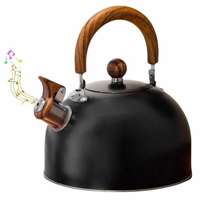 Tea Kettle - 3 Quart Whistling Tea Kettle Stainless Steel Tea Pots for Stove Top Stylish Kettle With Anti-slip Handle Whistle Folding Water Kettle Stovetop Tea Pot for Boiling Water Gift Black